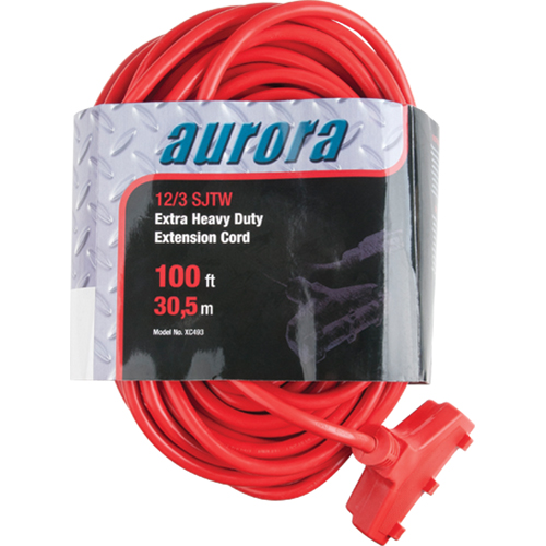 Vinyl Extension Cord, Outdoor, SJTW, 12/3 AWG, 15 A, 3 Outlet(s), 100' Ottawa Fastener Supply