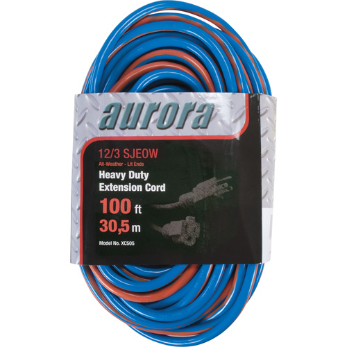 TPE-Rubber Extension Cord With Light Indicator, All-Weather, SJEOW, 12/3 AWG, 15 A, 100' Ottawa Fastener Supply