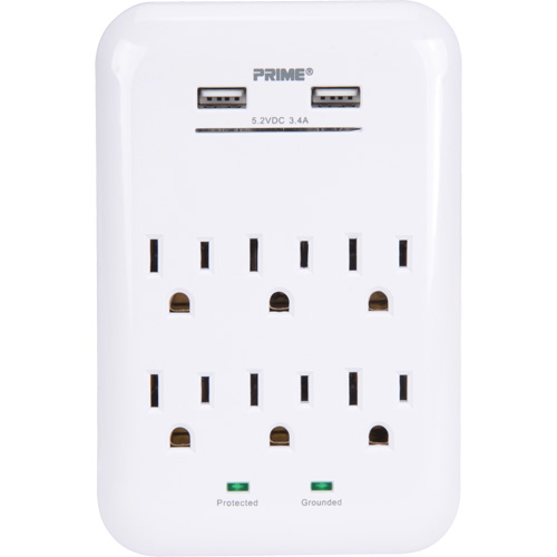 Prime&reg; USB Charger with Surge Protector Ottawa Fastener Supply