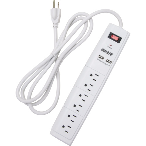 USB Charging Surge Protector, 6 Outlets, 1200 J, 1875 W, 6' Cord Ottawa Fastener Supply