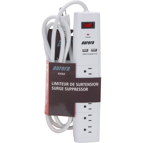 USB Charging Surge Protector, 6 Outlets, 1200 J, 1875 W, 6' Cord Ottawa Fastener Supply