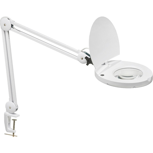 Lampe loupe DEL avec support en A, Dioptrie 3, Ampoule DEL, Bras de 47", Pinces serre-joints, Blanc Ottawa Fastener Supply
