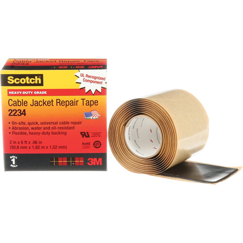 Ruban de r&eacute;paration de gaines pour c&acirc;bles Scotch, 51 mm (2") x 1,8 m (6'), Noir, 60 mils Ottawa Fastener Supply