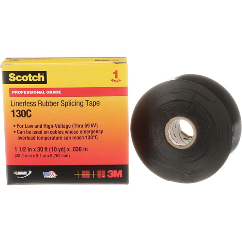 Scotch&reg; Linerless Rubber Splicing Tape, 38 mm (1-1/2") " W, 9 m (30') " L Ottawa Fastener Supply