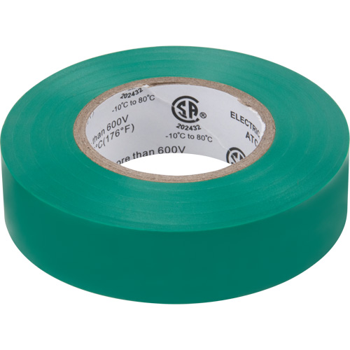 Electrical Tape, 19 mm (3/4") x 18 M (60'), Green, 7 mils Ottawa Fastener Supply