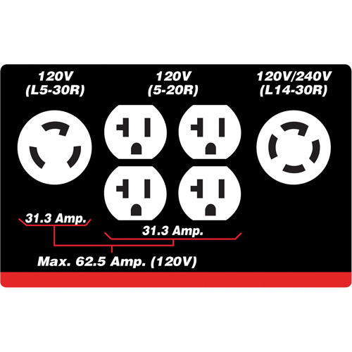 G&eacute;n&eacute;ratrice &agrave; essence &agrave; d&eacute;marreur &eacute;lectrique, 10000 W de surtension, 7500 W nominale, 120 V/240 V, R&eacute;servoir de 25 L Ottawa Fastener Supply