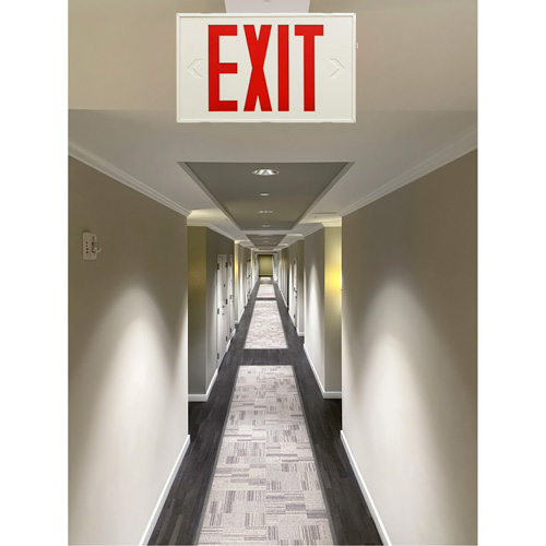 Exit Sign, LED, Battery Operated/Hardwired, 12-1/5" L x 7-1/2" W, English Ottawa Fastener Supply