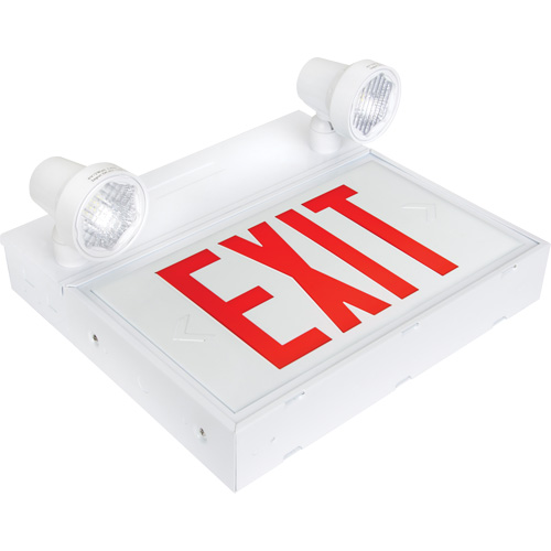Exit Sign with Security Lights, LED, Battery Operated/Hardwired, 12-1/10" L x 11" W, English Ottawa Fastener Supply