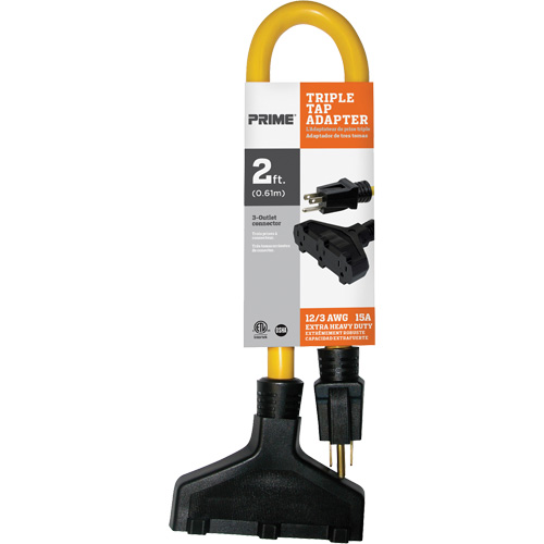 Fiche &agrave; trois prises, Ext&eacute;rieur, STW, AWG 12/3, 15 A, 3 prise(s), 2' Ottawa Fastener Supply