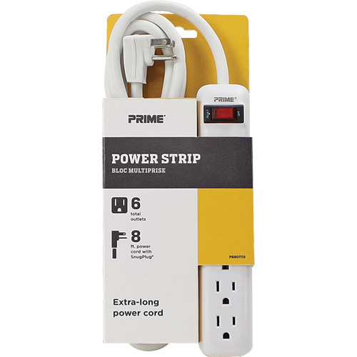 Power Strip, 6 Outlet(s), 8', 15 A, 1875 W, 125 V Ottawa Fastener Supply