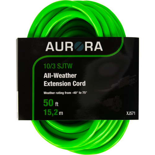 Industrial Extension Cord, All-Weather, SJTW, 10/3 AWG, 15 A, 50' Ottawa Fastener Supply