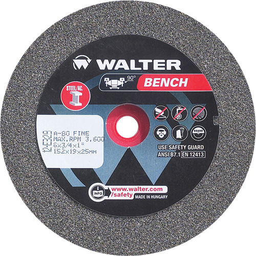 Bench Grinding Wheel, 6" x 3/4", 1" Arbor, 1 Ottawa Fastener Supply