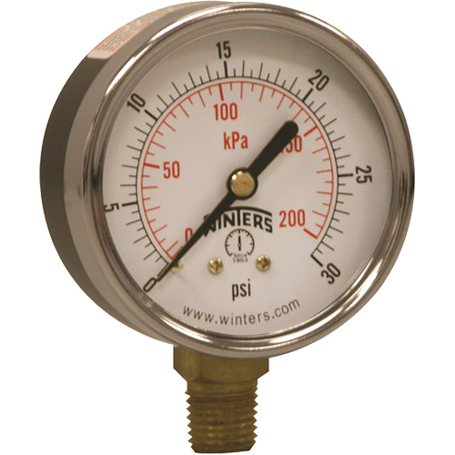 Economy Pressure Gauge, 2-1/2" , 0 - 30 psi, Bottom Mount, Analogue Ottawa Fastener Supply