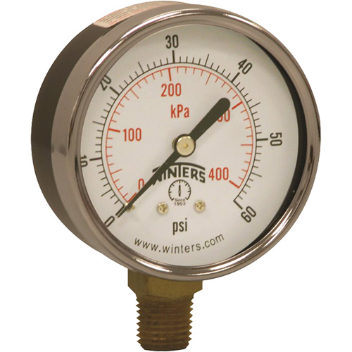 Economy Pressure Gauge, 2-1/2" , 0 - 60 psi, Bottom Mount, Analogue Ottawa Fastener Supply