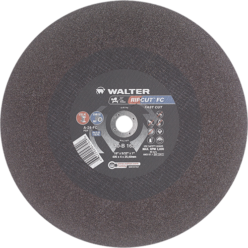 Ripcut Stainless Steel & Steel Cut-Off Wheel for Stationary Saws, 16" x 5/32", 1" Arbor, Type 1, Aluminum Oxide, 3800 RPM Ottawa Fastener Supply