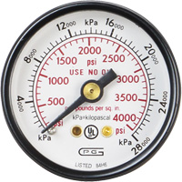 Pressure Gauges, 1-1/2" , 0 - 4000 psi, Back Mount, Analogue 331-2445 | Ottawa Fastener Supply