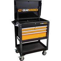 Utility Cart, 4 Drawers, 33" L x 21" W x 42" H, Black/Orange AUW203 | Ottawa Fastener Supply