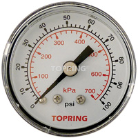 Pressure Gauge, 1-1/2" , 0 - 100 psi, Back Mount, Analogue BT905 | Ottawa Fastener Supply