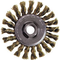 Brosse rotative &agrave; fils nou&eacute;s pour petites meuleuses haute vitesse, Dia. 4", Fils 0,02", Arbre 5/8"-11, Acier inoxydable Ottawa Fastener Supply