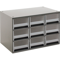 Modular Parts Cabinets, Steel, 9 Drawers, 17" x 10-9/16" x 3-1/16", Grey CA858 | Ottawa Fastener Supply