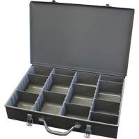 Adjustable Compartment Boxes, Steel, Variable Slots, 18" W x 12" D x 3" H, Grey CA977 | Ottawa Fastener Supply