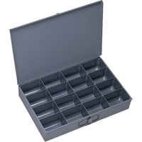 Compartment Scoop Boxes, Steel, 16 Slots, 18" W x 12" D x 3" H, Grey CA989 | Ottawa Fastener Supply