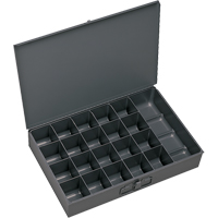 Compartment Scoop Boxes, Steel, 21 Slots, 18" W x 12" D x 3" H, Grey CA995 | Ottawa Fastener Supply