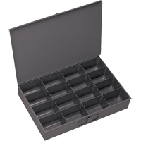 Compartment Scoop Boxes, Steel, 16 Slots, 13-3/8" W x 9-1/4" D x 2" H, Grey CB017 | Ottawa Fastener Supply
