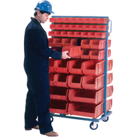Double-Sided Mobile Bin Rack, Double-sided, 96 bins, 36" W x 24" D x 63" H Ottawa Fastener Supply