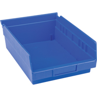 Plastic Shelf Bins, 8-3/8" W x 4" H x 11-5/8" D, Blue, 15 lbs. Capacity CB399 | Ottawa Fastener Supply