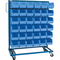 Single-Sided Mobile Bin Rack, Single-sided, 36 bins, 36" W x 16" D x 46-1/2" H Ottawa Fastener Supply