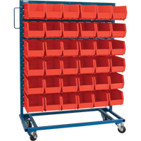 Single-Sided Mobile Bin Rack, Single-sided, 36 bins, 36" W x 16" D x 46-1/2" H Ottawa Fastener Supply