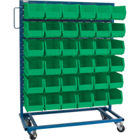 Single-Sided Mobile Bin Rack, Single-sided, 36 bins, 36" W x 16" D x 46-1/2" H Ottawa Fastener Supply