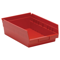 Shelf Bins, 8-3/8" W x 4" H x 11-5/8" D, Red, 30 lbs. Capacity Ottawa Fastener Supply