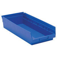Shelf Bins, 8-3/8" W x 4" H x 17-7/8" D, Blue, 40 lbs. Capacity CC399 | Ottawa Fastener Supply