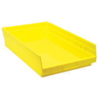 Shelf Bins, 11-1/8" W x 4" H x 17-7/8" D, Yellow, 40 lbs. Capacity Ottawa Fastener Supply