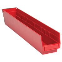 Shelf Bins, 4-1/8" W x 4" H x 23-5/8" D, Red, 50 lbs. Capacity Ottawa Fastener Supply