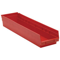 Bacs de rangement pour tablettes, 6-5/8" la x 4" H x 23-5/8" p, Rouge, Capacit&eacute; 50 lb Ottawa Fastener Supply