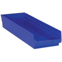 Shelf Bins, 8-3/8" W x 4" H x 23-5/8" D, Blue, 50 lbs. Capacity Ottawa Fastener Supply