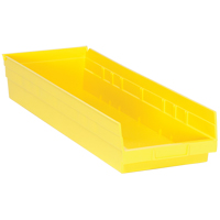 Shelf Bins, 8-3/8" W x 4" H x 23-5/8" D, Yellow, 50 lbs. Capacity Ottawa Fastener Supply