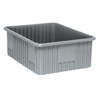 Divider Box&reg; Containers, Plastic, 22.5" W x 17.5" D x 8" H, Grey Ottawa Fastener Supply