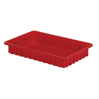 Divider Box&reg; Containers, Polyethylene, 16.5" W x 10.9" D x 2.5" H, Red Ottawa Fastener Supply