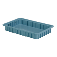 Divider Box&reg; Containers, Polyethylene, 16.5" W x 10.9" D x 2.5" H, Light Blue Ottawa Fastener Supply