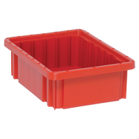 Divider Box&reg; Containers, Plastic, 10.9" W x 8.3" D x 3.5" H, Red Ottawa Fastener Supply