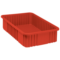 Divider Box&reg; Containers, Plastic, 22.5" W x 17.5" D x 6" H, Red Ottawa Fastener Supply