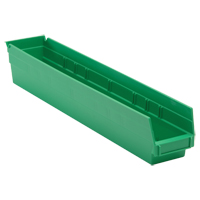 Economy Shelf Bin, 4-1/8" W x 4" H x 23-5/8" D, Green Ottawa Fastener Supply