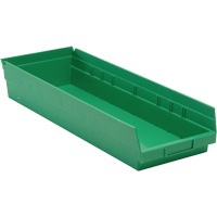 Shelf Bins, 8-3/8" W x 4" H x 23-5/8" D, Green, 50 lbs. Capacity Ottawa Fastener Supply