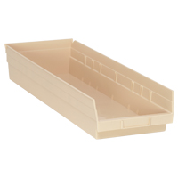 Economy Shelf Bin, 8-3/8" W x 4" H x 23-5/8" D, Ivory, 60 lbs. Capacity Ottawa Fastener Supply