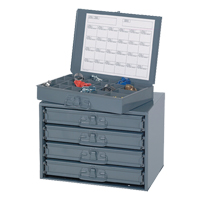 Sliding Cabinets, Steel, 4 Slots, 20" W x 15-3/4" D x 15" H, Grey Ottawa Fastener Supply