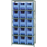Shelving Unit with Stacking Bins, Steel, Boltless, 800 lbs. Capacity, 36" W x 75" H x 18" D Ottawa Fastener Supply